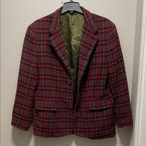 VTG Gap Men's Flannel Wool Blend 3-Button Blazer Red Plaid Size XL
